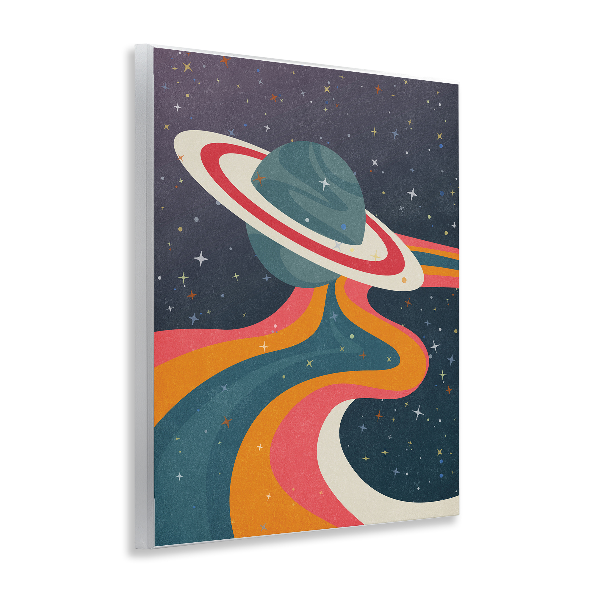 Stupell Industries Retro Space Planet Astrology & Stars Painting Unframed Art Print Wall Art, 11 x 14