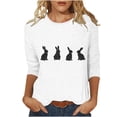 thumbnail image 1 of 3/4 Manga Tops para las Mujeres Pascua Floral Cuello Redondo Suelto Camiseta Moda Casual, 1 of 5