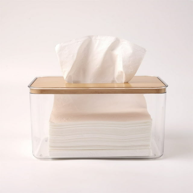 Acrylic Tissue Holder And Dryer Sheet Dispenser For Laundry Room Clear Rectangular Table Organizer For Craft And Stationery Use