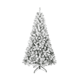 thumbnail image 2 of Tcbosik 5ft Unlit Flocked Artificial Christmas Tree with 407 Branch Tips & Metal Stand for Indoor Xmas Holiday Decoration, Green & White, 2 of 9