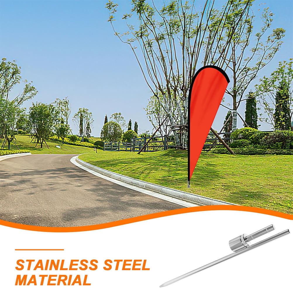 WORGEOUS Stainless Steel Flagpole Stake 2Pcs for Yard Fixed Stake 19.5*2*1.4in Silver