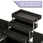 Walmart Large Train Case Cosmetics Organizer with 6 Trays for Travel with Makeup & Accessories, Matte Black, Size 8.6 x 11.8 x 9.4