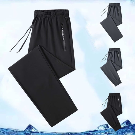 Migroa Mens Athletic Sweatpants with Zipper Pockets Men's Lightweight Hiking Pants Workout Gym Joggers Pants for Men Running Jogging Pants Black L