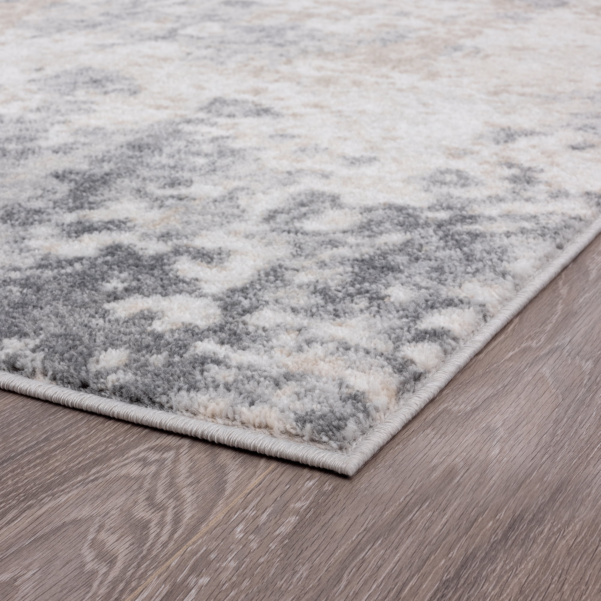 Diamond Contemporary 9' x 12' Gray and Cream Polypropylene Indoor Area Rug
