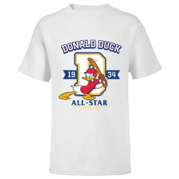 Disney Donald Duck Baseball 1934 All-Star Confidence Sports - Short Sleeve T-Shirt for Kids - Customized-White
