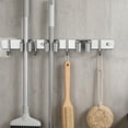 thumbnail image 6 of Mop and Broom Holder Wall Mount, 3 Racks with 4 Hooks, Stainless Steel Broom Organizer, Self Adhesive or Screw Mounted, Heavy Duty Storage for Home Kitchen Laundry Garage (black), 6 of 9