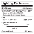 thumbnail image 4 of 6-Pack Sunlite LED A19 Bulbs 5.5 Watts (40 Watt Equivalent), Dimmable, Medium Base, UL Listed, 450 Lumen, 40K - Cool White, 4 of 4