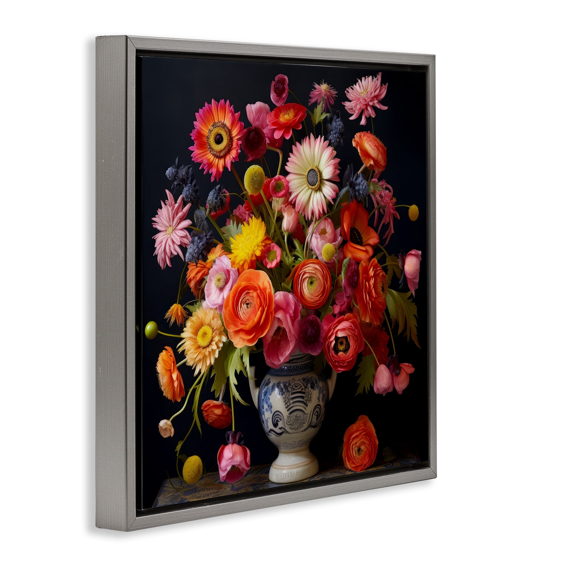 Stupell Industries Harmonious Spring Bouquet Gray Framed Floater Canvas Wall Art, design by Lazar Studio
