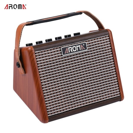 AROMA AG-15A 15W Portable Acoustic Guitar Amplifier Amp BT Speaker Built-in Rechargeable (Best Sounding Solid State Guitar Amp)