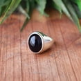 thumbnail image 3 of Black Onyx Gemstone Ring, 925 Sterling Pure Silver Ring, Oval Cut Onyx, Men / Women Ring, Silver Band Ring, Statement Ring, Handmade Ring,,,, 3 of 4