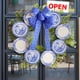 thumbnail image 1 of Placa de madera Gyedtr, corona de porcelana azul y blanca para decoración de puerta de entrada, corona de patio, accesorios de diseño para fiestas, adornos de corona, liquidación, 1 of 8