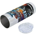 thumbnail image 5 of Race Car 20 Oz Skinny Tumbler, Illustration of a Single Classic Hot Rod Muscle Car with and a Big Engine, Leak-Proof Straw Lid and Brush Vacuum Insulated for Outdoor Use, Blue Yellow Orange, 5 of 6