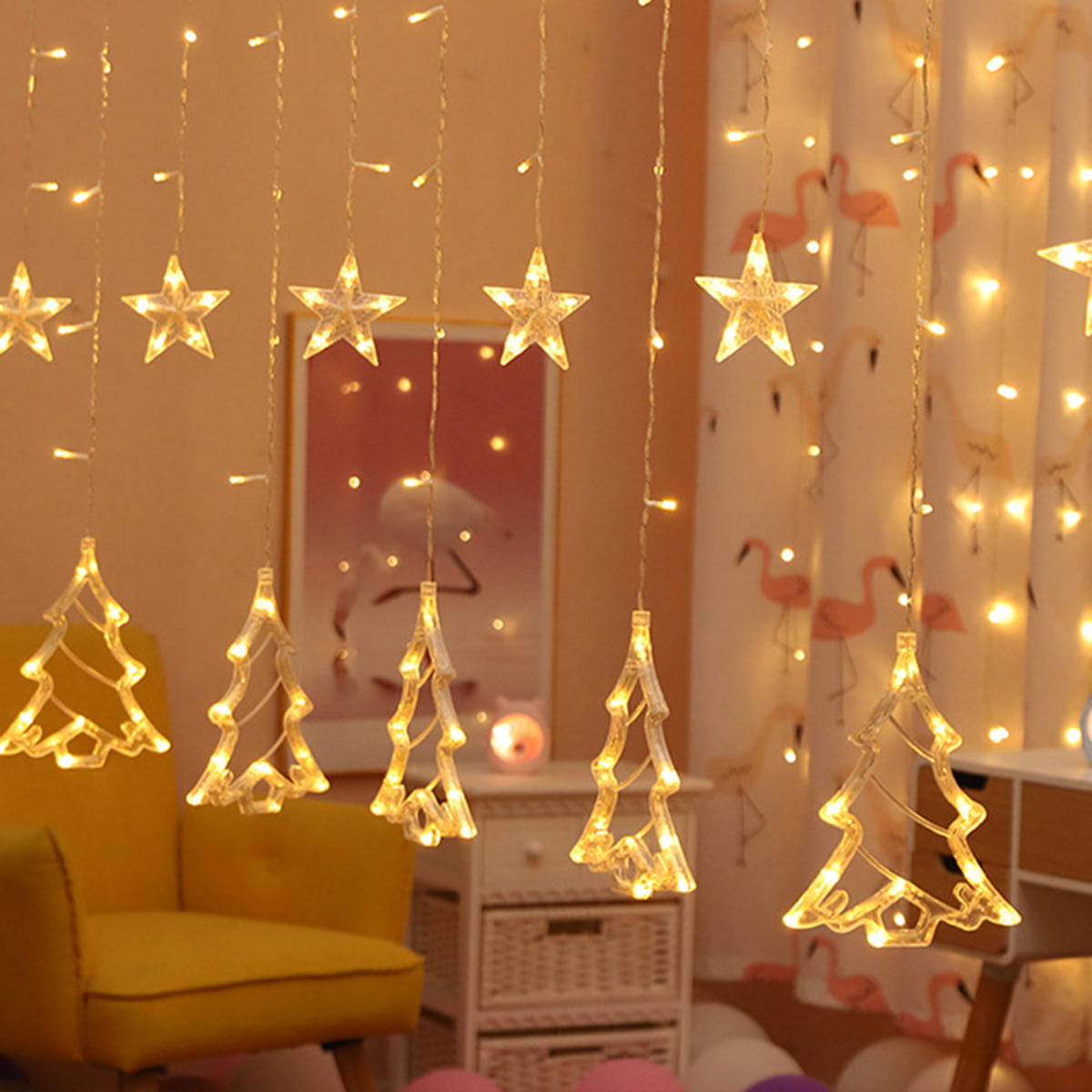 LED Christmas Star String Lights Hanging Lights Window Room Garden Decor Lights 