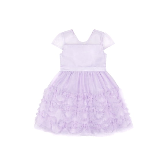 Kensie Girl Sequin Mesh Bow Soutache Purple Dress, Sizes 4-16