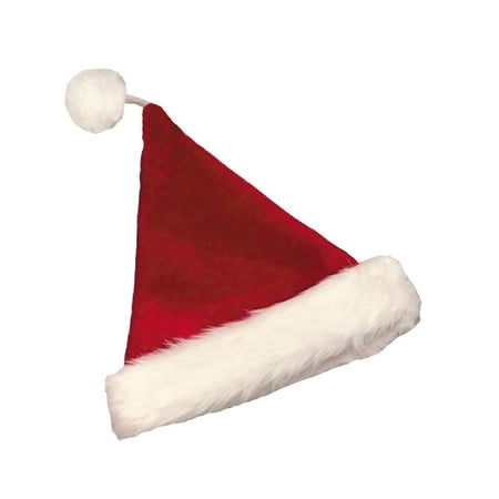 Santa Plush Velvet Burgundy Hat Adult Christmas Accessory