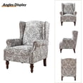 thumbnail image 6 of Wingback Accent Chair with Floral Pattern, Traditional Fabric Armchair Nailhead Trim Wooden Legs for Living Room Bedroom Beige, 6 of 8