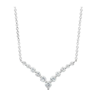 Believe By Brilliance Fine Silver Plated Cubic Zirconia V Shape Necklace 18 2"