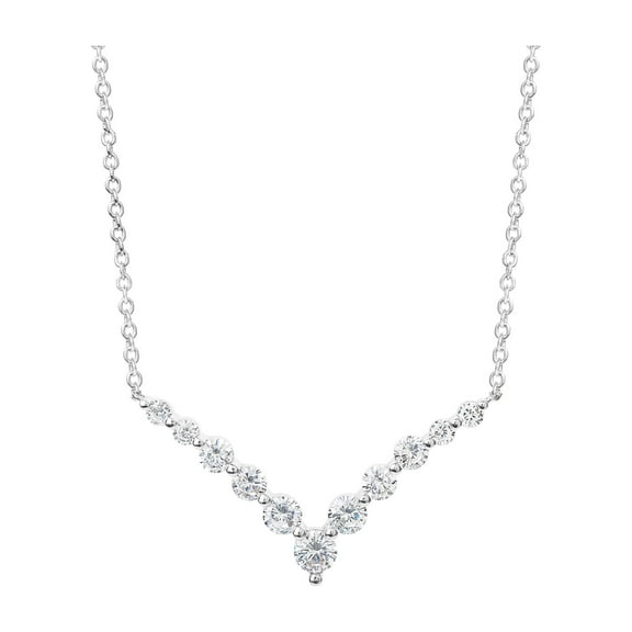 Believe By Brilliance Fine Silver Plated Cubic Zirconia V Shape Necklace 18 2"