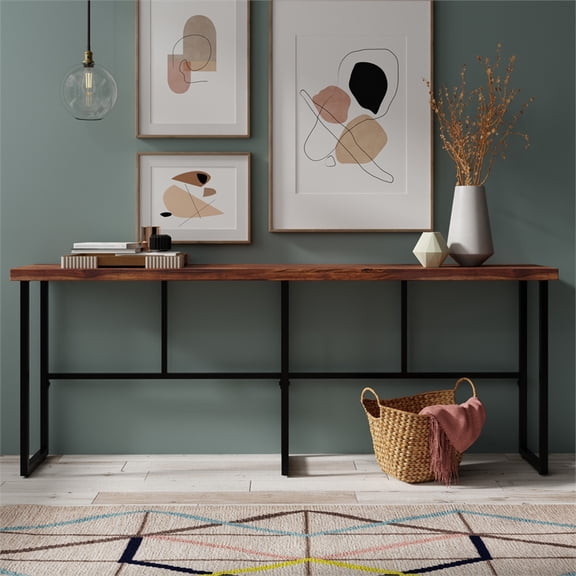 Casartis Living Anthem 90" Transitional Wood Console Table in Brown/Black