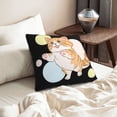thumbnail image 6 of DouZhe Velvet Decorative Throw Pillow Covers Set of 2, Soft Square Cushion Cover with Invisible Zipper Happy Tabby Cat Printing, 18"x18", 6 of 7