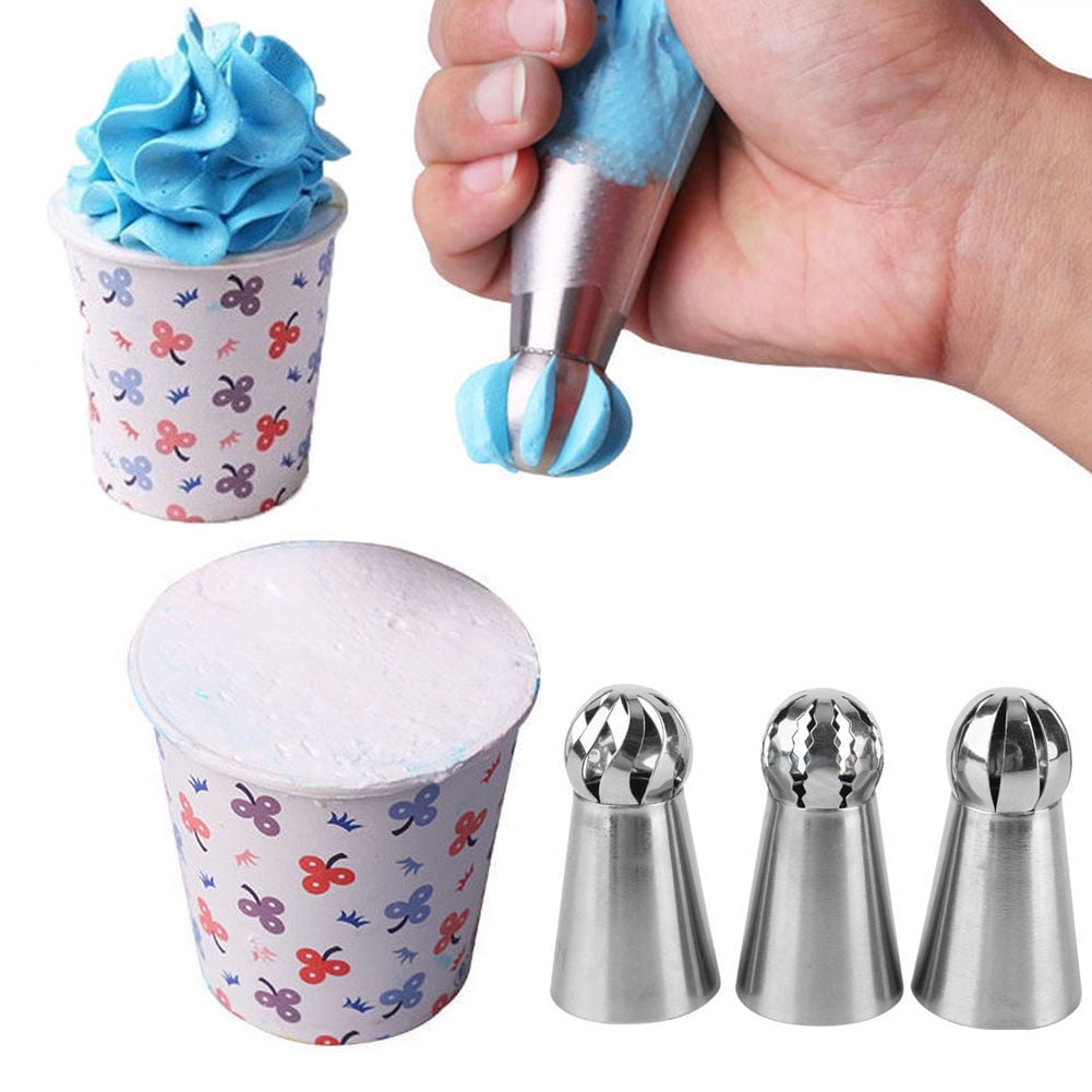 3pcs/set Sphere Ball Tips Russian Icing Piping Nozzles Tips Pastry Cupcake Model 