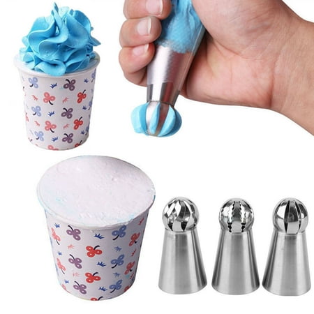 Russian Ball Tips 3Pcs/set Sphere Ball Tips Russian Icing Piping Nozzles Tips Pastry Cake Fondant