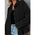 thumbnail image 2 of LowProfile Button Down Shirts for Women Casual Long Sleeve V Neck Corduroy95%polye Coat Blouse Tops Black XL, 2 of 7