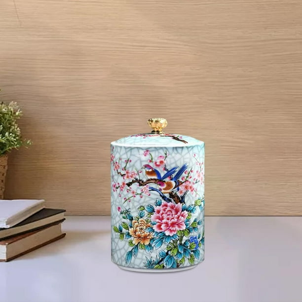 Contenedor de almacenamiento de té de cerámica Dispensador de tarro de almacenamiento de alimentos sellado decorativo portátil con tapa para nueces , Estilo C BLESIY Contenedor de almacenamiento