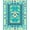 Turquoise Blue Green, Pattern 4, variant on ODIKA Nautical Turtle Stained Mosaic Ocean Border Entryway Teal Beachy for Playroom, Bedroom, Reading Nook, Pet Friendly & Kids Safe Play