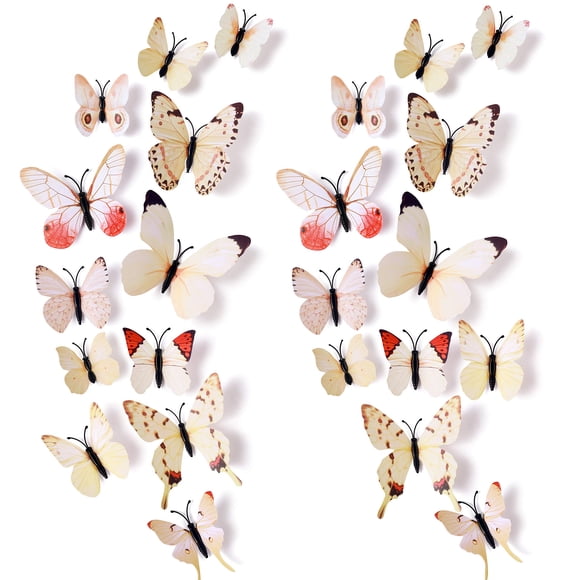 24pcs 3D Vivid Special Man-Made Lively Butterfly Art DIY Decor Wall Stickers Decals Nursery Decoration, Bathroom Décor, Office Décor, 3D Wall Art, 3D Crafts for Wall Art Kids Room Bedroom