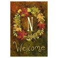 thumbnail image 1 of Toland Home Garden Fall Wreath Monogram N 28 x 40 Inch Decorative Autumn Leaves Welcome Initial House Flag, 1 of 1