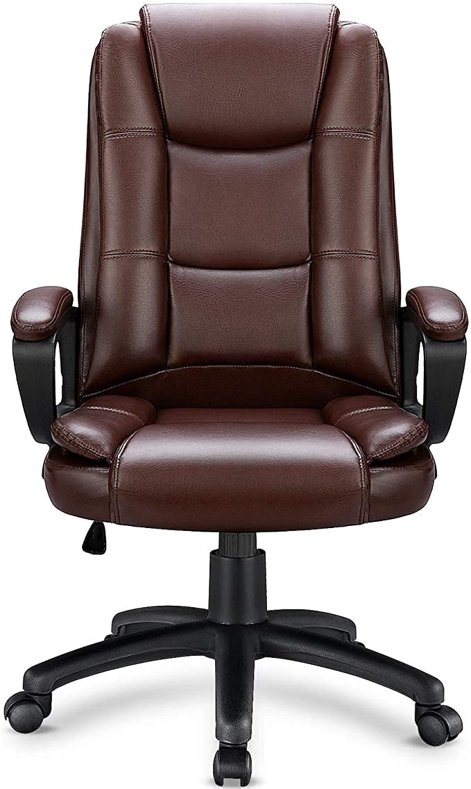 Home Office Chair, 8Hours Heavy Duty Design, Ergonomic High Back Cushion  Lumbar Back Support, Computer Desk Chair, Big and Tall Chair, Adjustable Executive  Leather Chair with Arms (Black) 