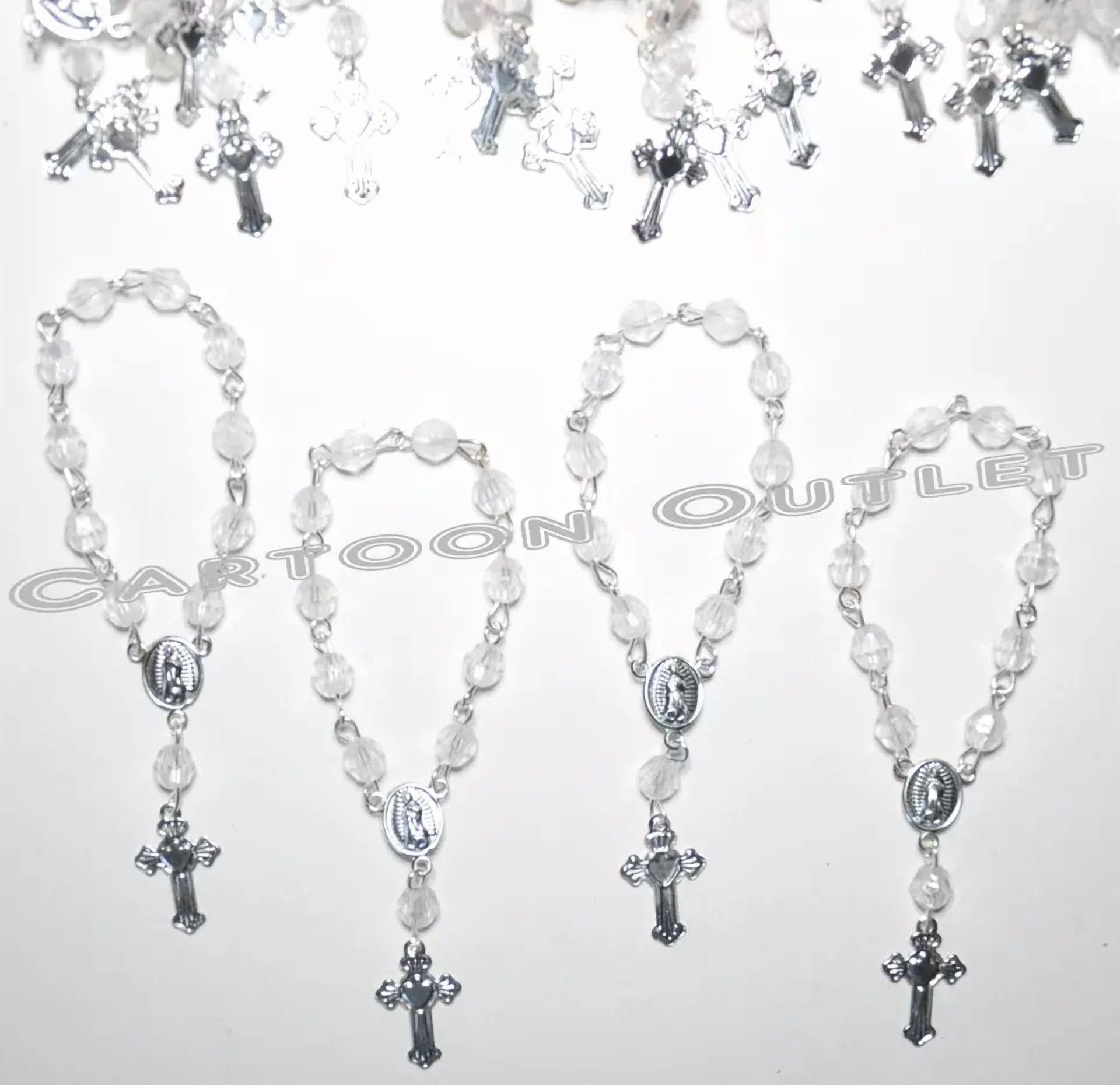 CIRCLE- 24 Pc Baptism Favors Mini Rosary Bautizo Rosario Comunion Wedding Recuerdos Boda