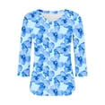 thumbnail image 4 of Ruimatai Women's V-Neck Raglan Sleeve Casual Printed Top with 3/4 Sleeve Stylish Pullover Blouse for Daily Wear and Fashion Outfits, 4 of 6