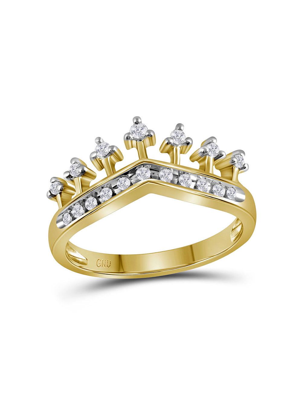 AA Jewels Solid 10k Yellow Gold Round Diamond Crown