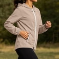 thumbnail image 4 of Domzest Womens Hooded Rain Jacket Lightweight Packable Raincoats Full Zip Elastic Cuff with Zipper Pocket Hiking Travel Windbreaker Beige M, 4 of 6