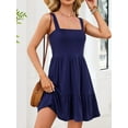 thumbnail image 5 of Sociala Womens Square Neck Dress Built in Bra Summer Dress Tummy Control Beach Sundress with Pockets, 5 of 9