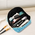thumbnail image 2 of FORMRS Makeup Bag Travel Cosmetic Organizer for Women Fold Flat Zipper Pouch with Handle, Blue Daisy Pattern, 2 of 8