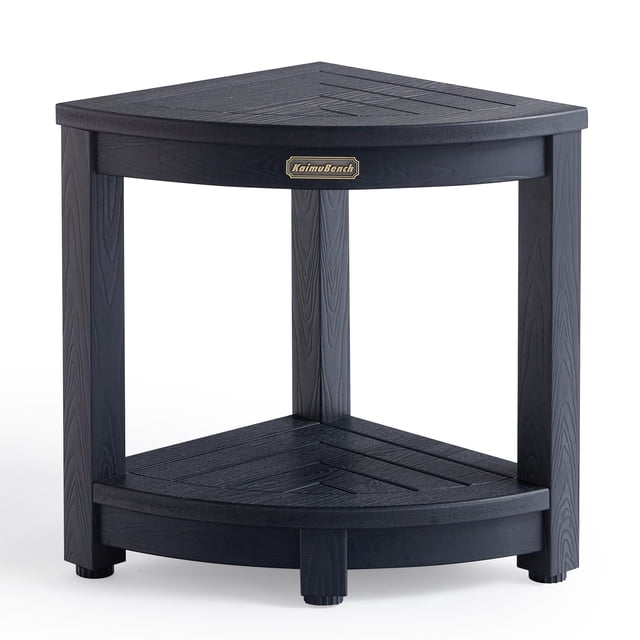 Banco de ducha KaimuBench, taburete de esquina de madera polivinílica, negro