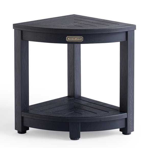 Banco de ducha KaimuBench, taburete de esquina de madera polivinílica, negro