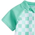 thumbnail image 6 of Povozer Toddler Swimsuit Girl 2025 Baby Girl Swimsuit Long Sleeve Ruffled Shell Zip Up Swimwears Toddler Kids Infant Bathing Suit One Piece with Hat for 2-3 Years,Green, 6 of 7