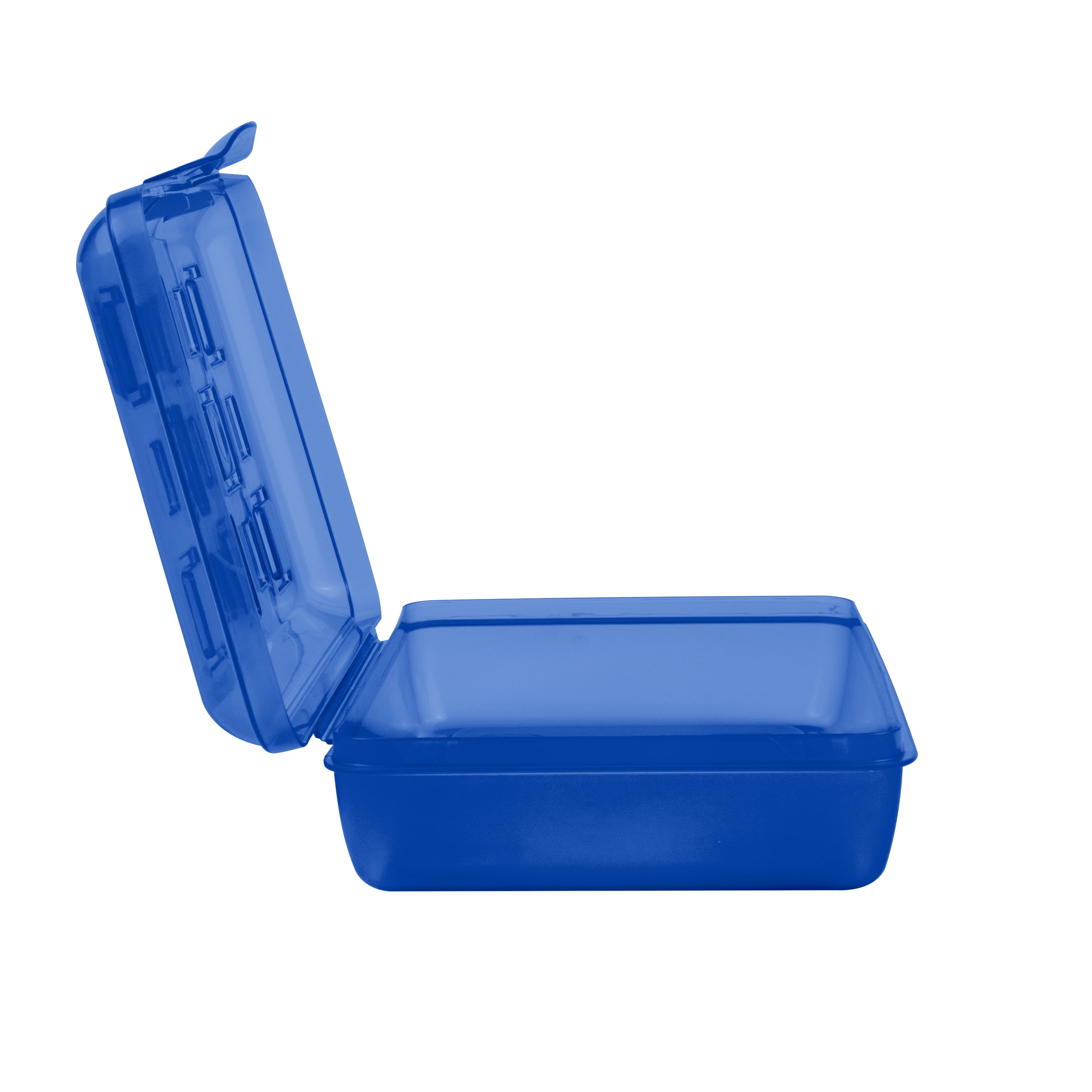Sterilite Small Pencil Box, Plastic Storage Case with Hinged Lid and Snap Latch, Portable Pencil Case Organizer for School, Crafts, and More, Blue Tint