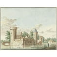 thumbnail image 2 of Pieter Remmers 18x15 Black Ornate Wood Framed Double Matted Museum Art Print Titled - The Slot Aalst in the Bommelerwaard (1754 - 1810), 2 of 5