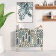 thumbnail image 2 of PixonSign Sideboard Buffet Cabinet, Kitchen Storage Cabinet with 2 Doors, Geometric Blue & Tan Polygon Pattern, Cupboard Console Table for Dining Room - 35" L x 18" W x 29" H, 2 of 5
