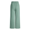 thumbnail image 5 of larppty Women Linen Pants Summer Wide Leg Pants Boho Elastic Waist Pant Flowy Beach Pant with Pockets（Mint Green， S）, 5 of 8