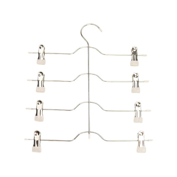 Skirt Hangers, Multi Layer Space Saving Skirt Hangers for Women Skirt Hangers with Clips with Two Non Slip Coated Clips for Hanging Skirts, Pants, Jeans, Work Trousers(White,15x13")