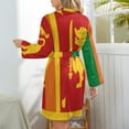 thumbnail image 6 of Sri Lanka Flag Night Robe Long Sleeve V Neck Robe With Belt Women's Sleepwear Dresses, 6 of 9