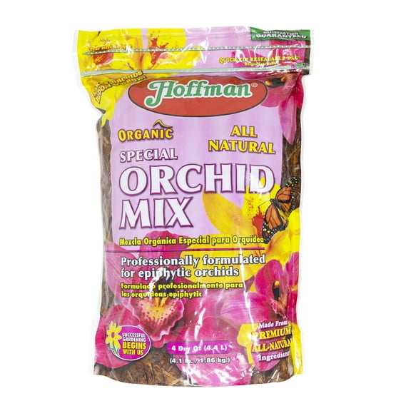 Hoffman Organic All-Natural Pre-Mixed Special Orchid Potting Mix for Better Blooms in Epiphytic Orchids, 4qt
