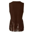 thumbnail image 5 of BYHONG Women Fringe Vest Suede Open Front Vintage Vest Sleeveless 70s Hippie Clothes Boho Western Jacket Womens Vest Top Khaki L, 5 of 5