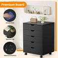 thumbnail image 7 of Simenmax 5 Drawer Chest Mobile Storage Cabinets Wooden Dresser with Wheels Room Organization Furniture for Office, Black, 7 of 7